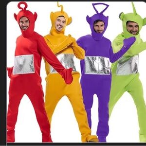 All four adult Teletubby costumes from a smoke free home.